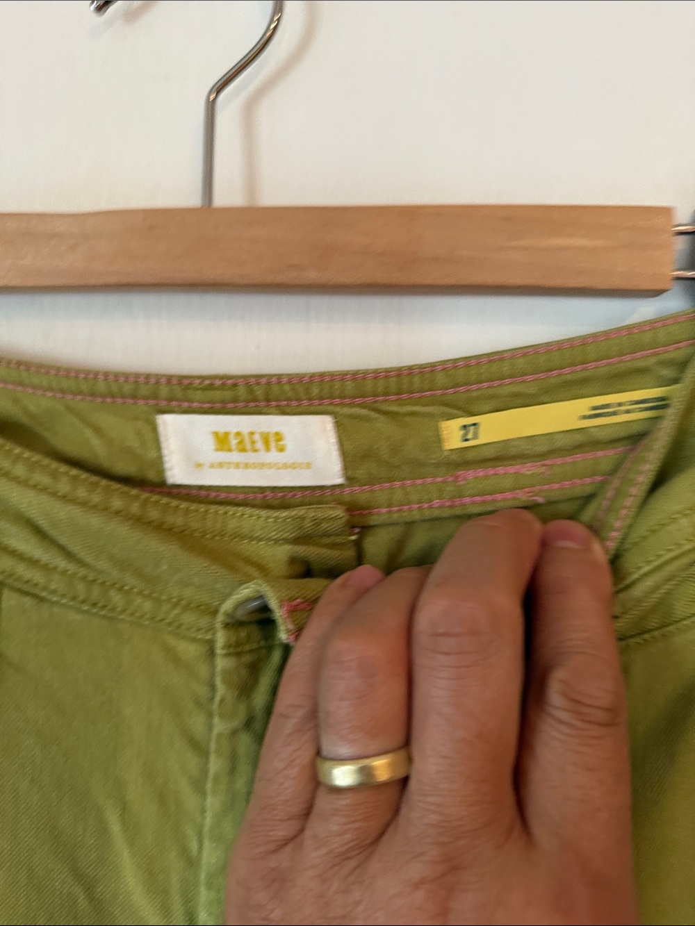 Maeve by Anthropology Ettie Chartreuse/Green Wide-Leg High Rise Linen Pants 11 - Picture 3 of 12